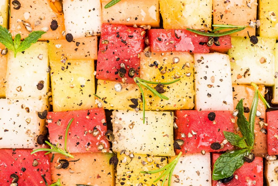 Watermelon Cubes with herbs