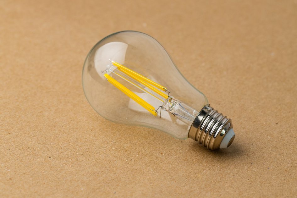 Light bulb on craft paper background